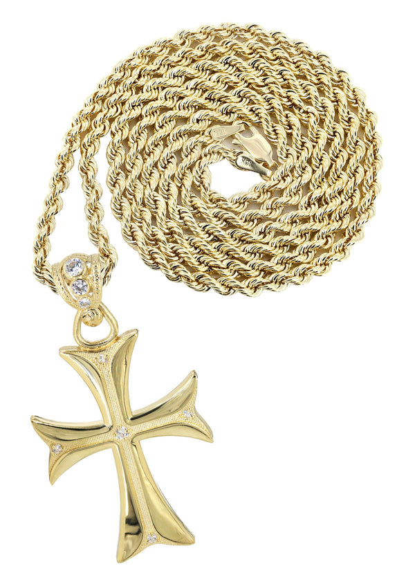 10K Yellow Gold Cross Necklace | Appx. 17.2 Grams