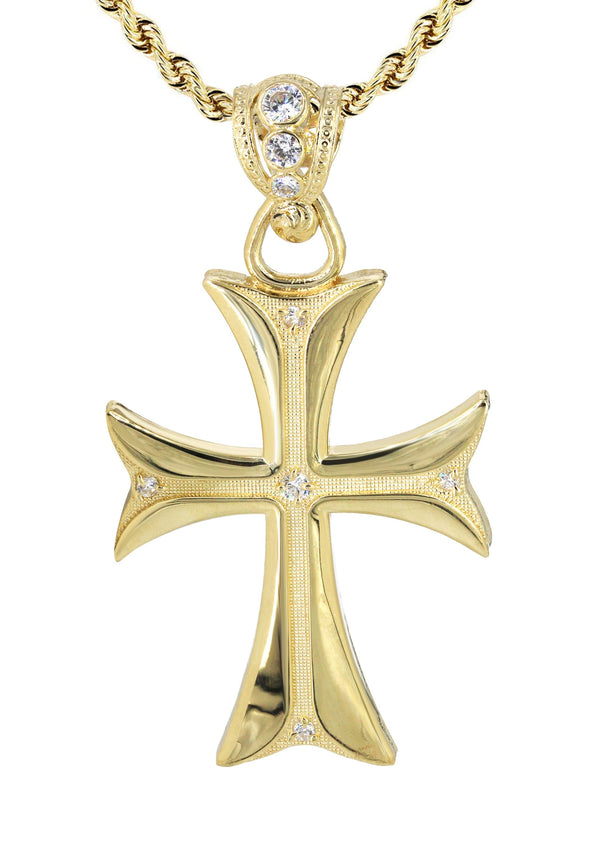 10K Yellow Gold Cross Necklace | Appx. 17.2 Grams