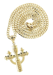 10K Yellow Gold Cross Necklace | Appx. 14.2 Grams