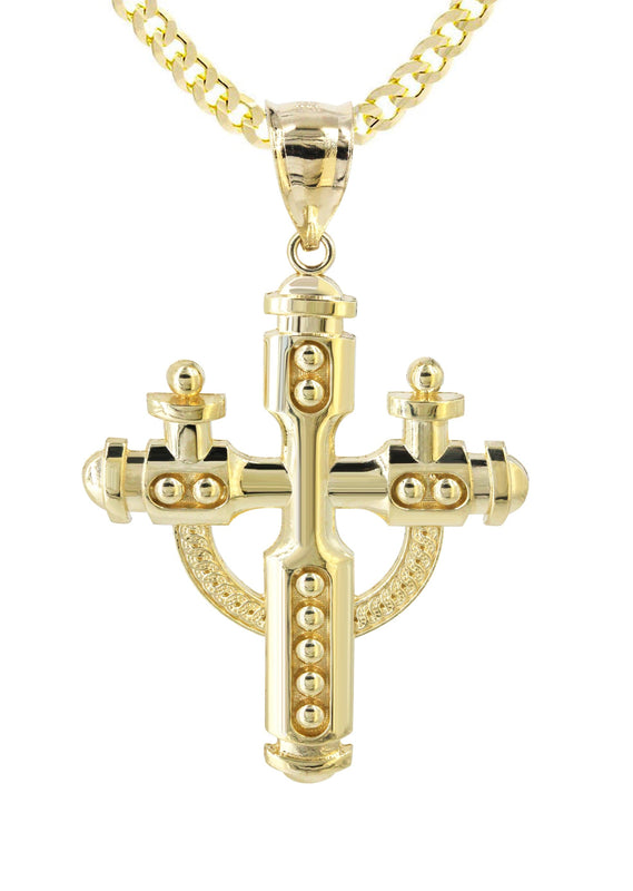 10K Yellow Gold Cross Necklace | Appx. 14.2 Grams