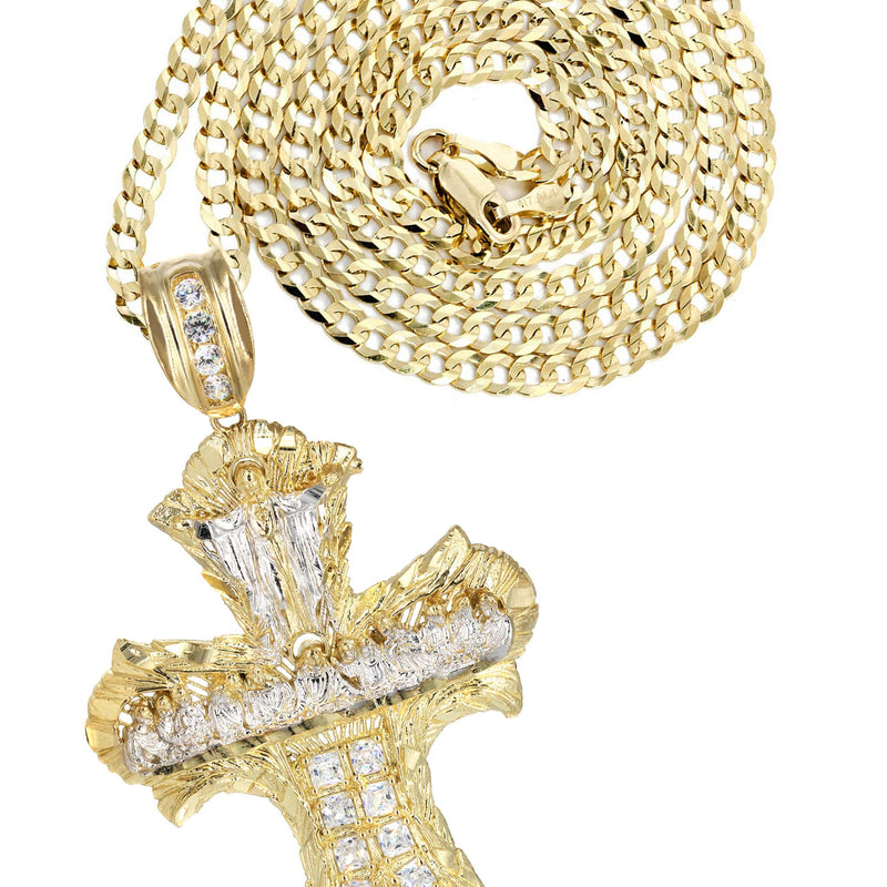 10K Yellow Gold Cross Necklace | Appx. 24.9 Grams