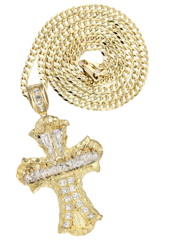 10K Yellow Gold Cross Necklace | Appx. 24.9 Grams