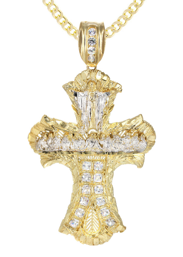 10K Yellow Gold Cross Necklace | Appx. 24.9 Grams