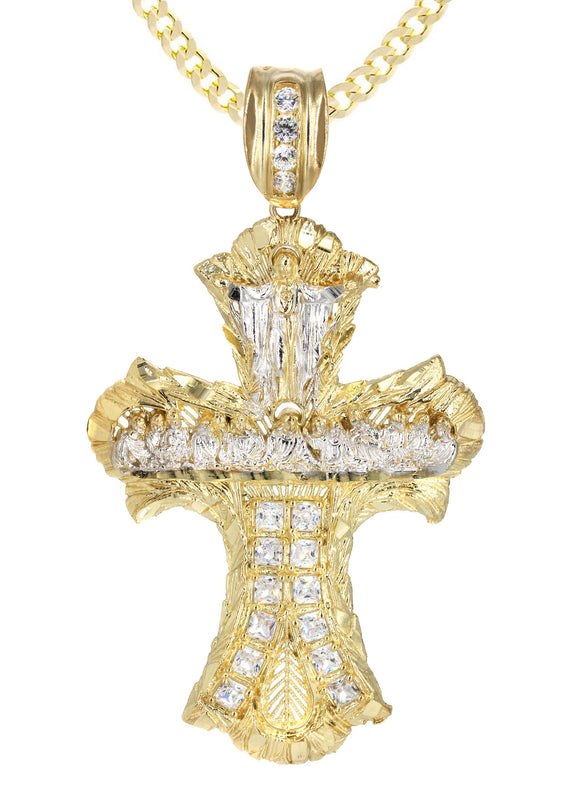 10K Yellow Gold Cross Necklace | Appx. 24.9 Grams