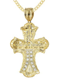10K Yellow Gold Cross Necklace | Appx. 24.9 Grams