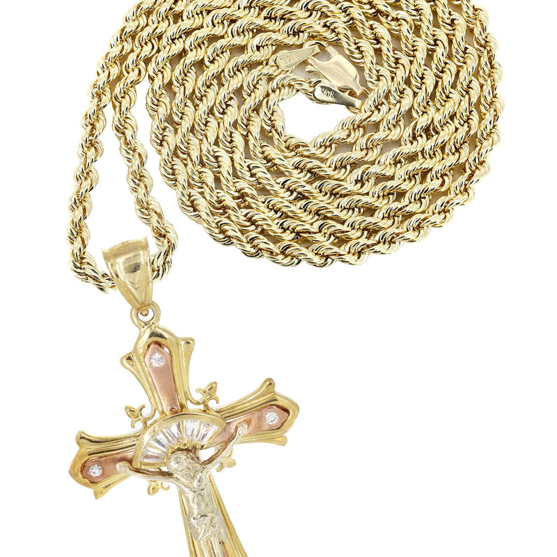 10K Yellow Gold   Cross / Crucifix Necklace | Appx. 21 Grams