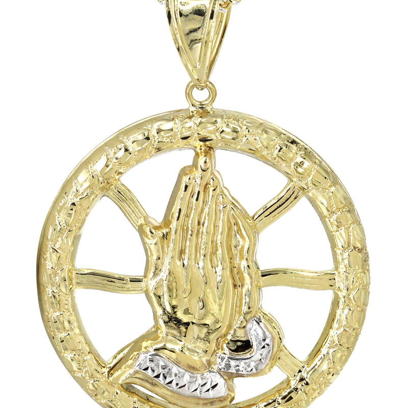 10K Yellow Gold Praying Hands Necklace | Appx. 16.8 Grams