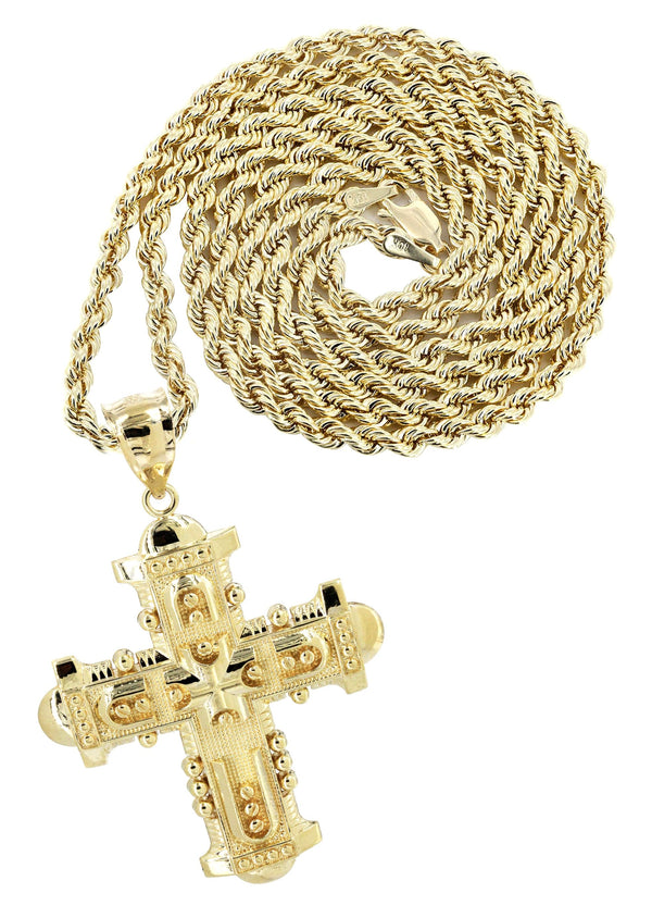10K Yellow Gold Cross  Necklace | Appx. 15.1 Grams