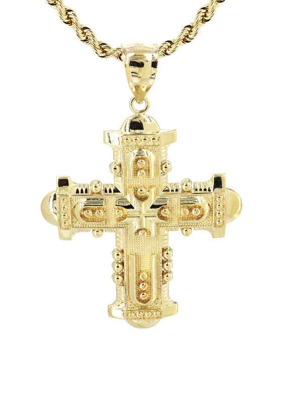 10K Yellow Gold Cross  Necklace | Appx. 15.1 Grams