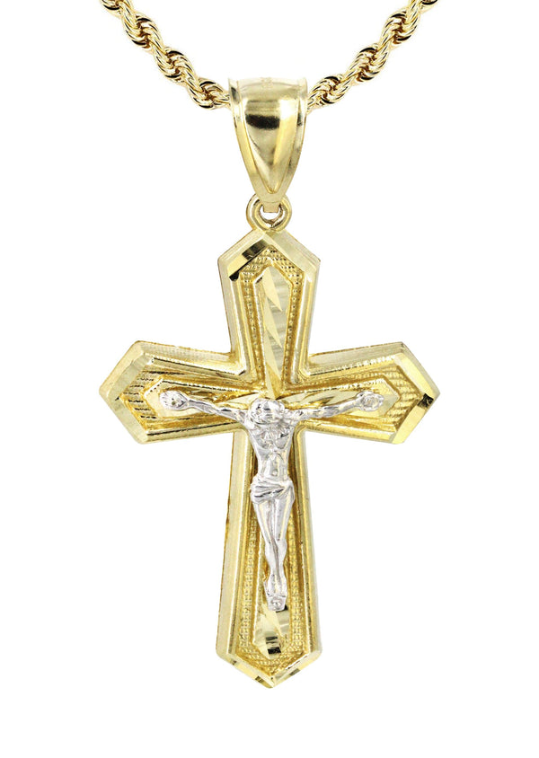 10K Yellow Gold Cross / Crucifix Necklace | Appx. 15.3 Grams