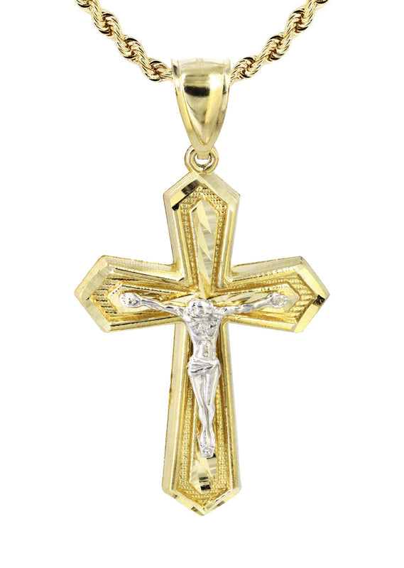 10K Yellow Gold Cross / Crucifix Necklace | Appx. 15.3 Grams