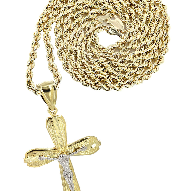 10K Yellow Gold Cross / Crucifix  Necklace | Appx. 13.7 Grams