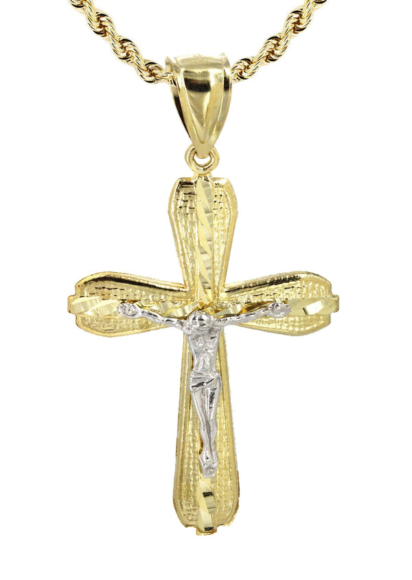 10K Yellow Gold Cross / Crucifix  Necklace | Appx. 13.7 Grams