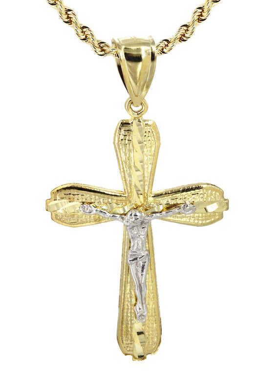 10K Yellow Gold Cross / Crucifix  Necklace | Appx. 13.7 Grams