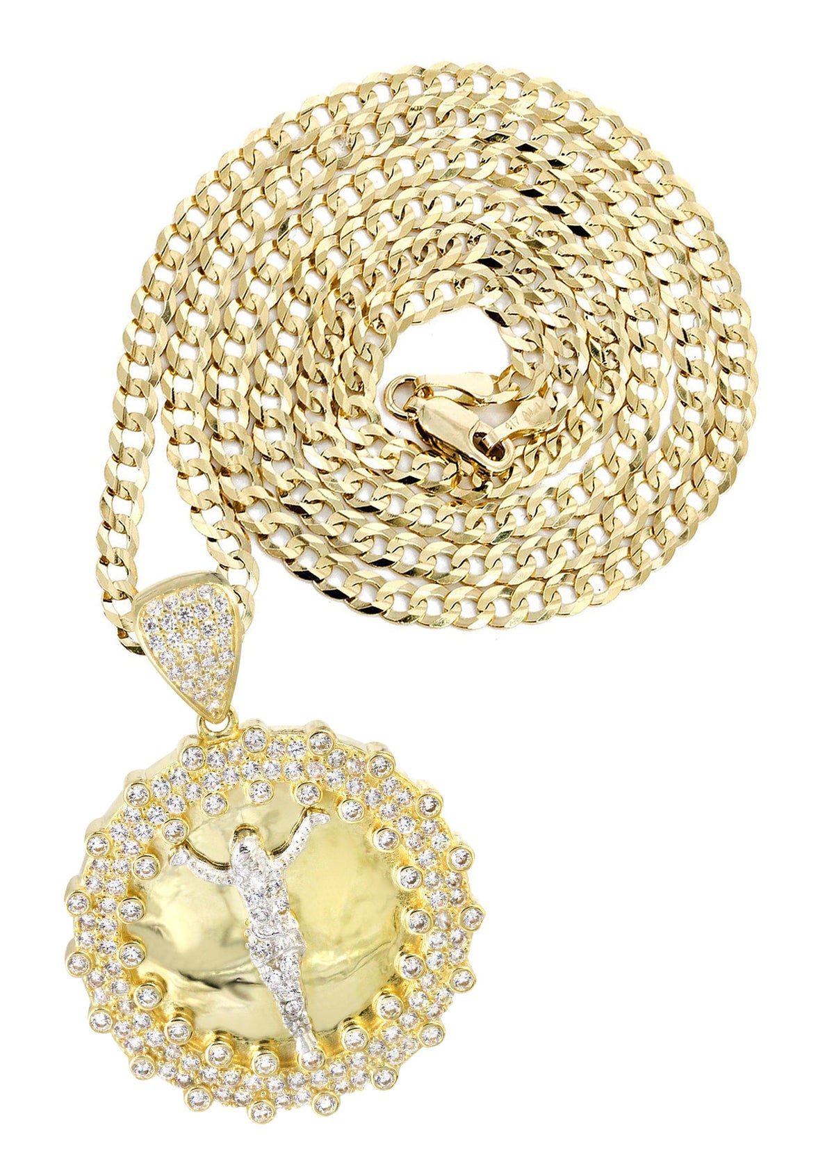 10K Yellow Gold Round Crucifix Necklace | Appx. 17 Grams