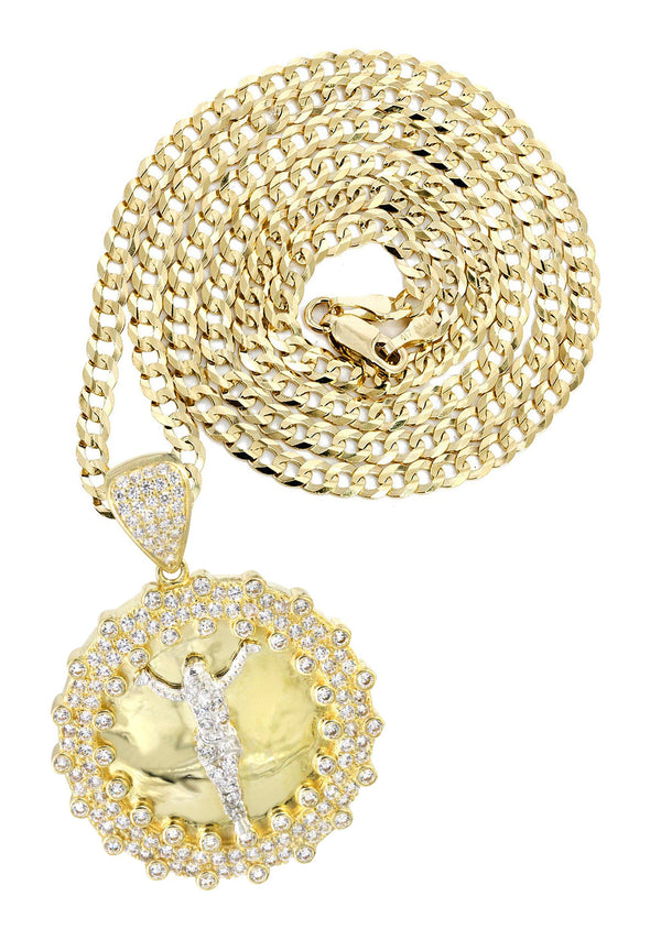 10K Yellow Gold Round Crucifix Necklace | Appx. 17 Grams