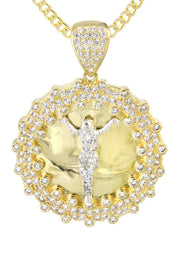 10K Yellow Gold Round Crucifix Necklace | Appx. 17 Grams