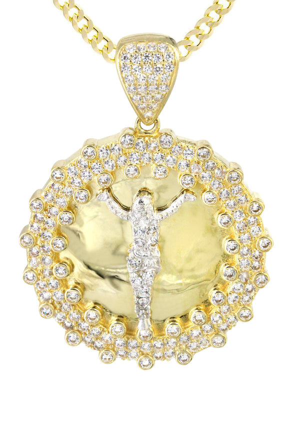 10K Yellow Gold Round Crucifix Necklace | Appx. 17 Grams