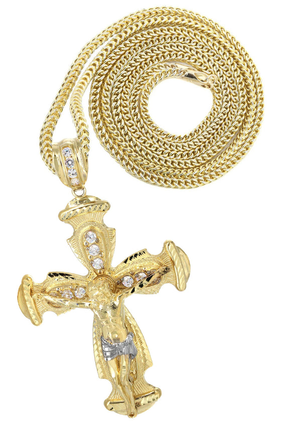 10K Yellow Gold Cross /Crucifix Necklace | Appx. 26.4 Grams