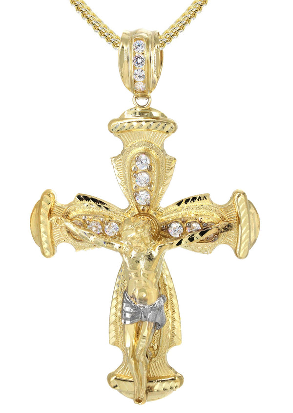 10K Yellow Gold Cross /Crucifix Necklace | Appx. 26.4 Grams