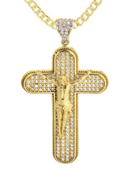 10K Yellow Gold  Cross / Crucifix Necklace | Appx. 15.7 Grams