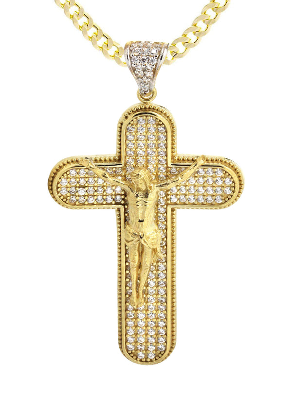 10K Yellow Gold  Cross / Crucifix Necklace | Appx. 15.7 Grams
