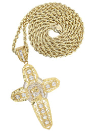 10K Yellow Gold Cross Necklace | Appx. 24.7 Grams