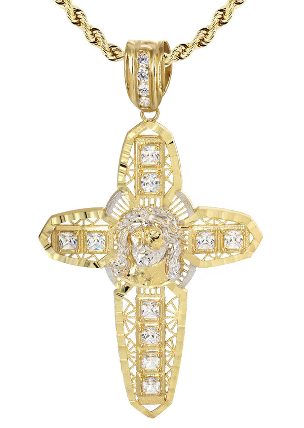 10K Yellow Gold Cross Necklace | Appx. 24.7 Grams