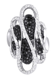 14K Ladies Black  Diamond Cocktail Ring | 0.84 Carats | 13.45 Grams