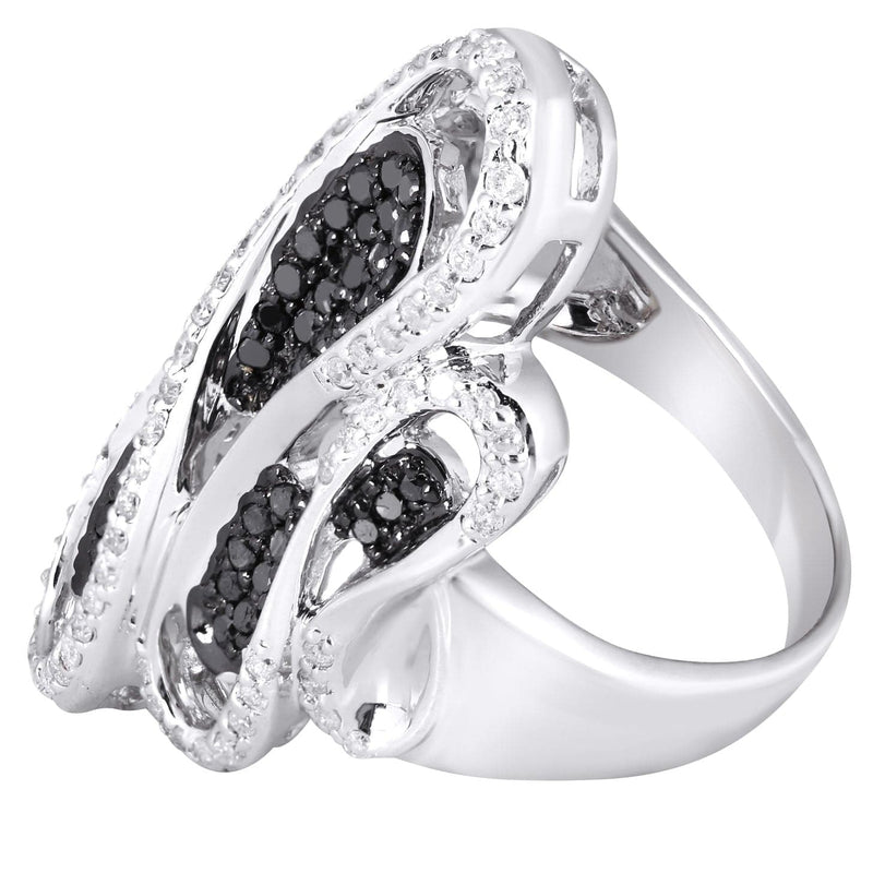 14K Ladies Black  Diamond Cocktail Ring | 0.84 Carats | 13.45 Grams