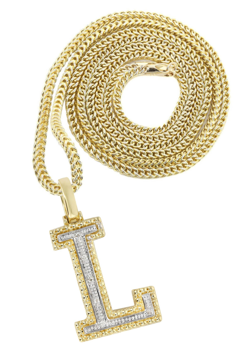Diamond 10K Yellow Gold Letter "L" Necklace | Appx. 13 Grams