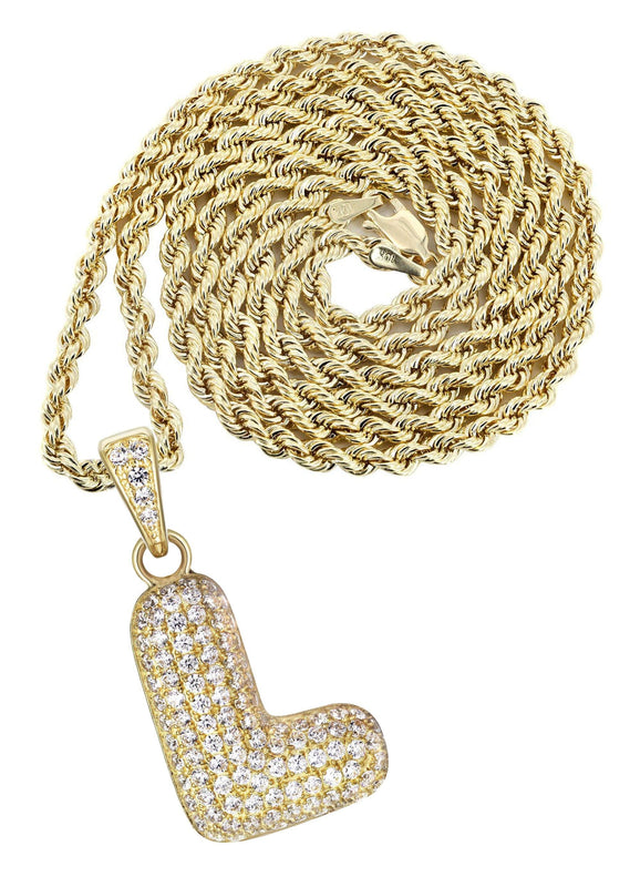 10K Yellow Gold Bubble Letter 