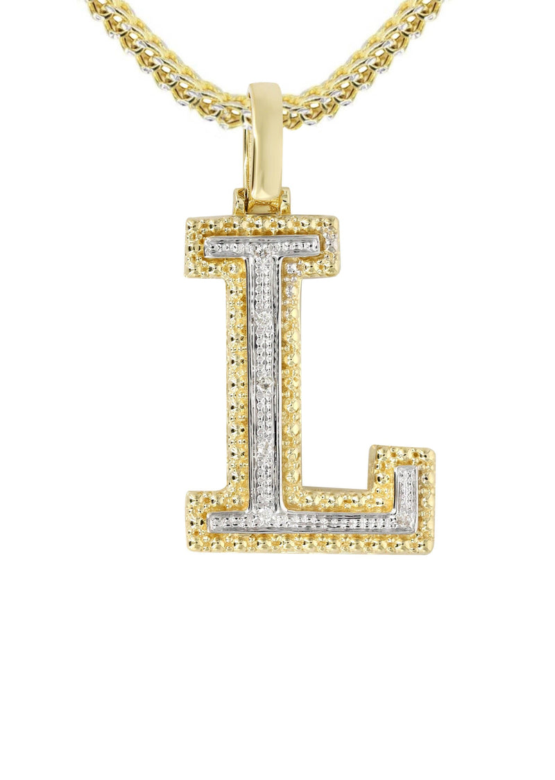 Diamond 10K Yellow Gold Letter "L" Necklace | Appx. 13 Grams