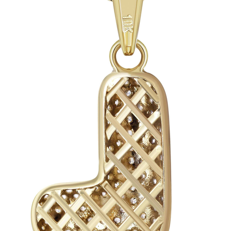 10K Yellow Gold Bubble Letter "L" CZ Necklace | Appx. 12.8 Grams