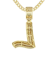 14K Yellow Gold Letter "L" Baguette Diamond Necklace | 1.55 Carats