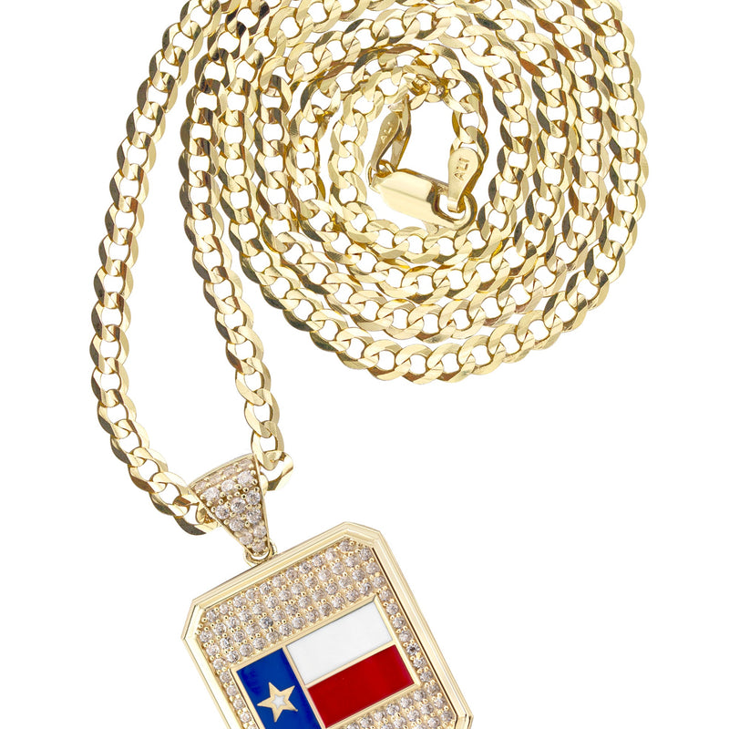 10K Yellow Gold Flag of Texas Necklace | Appx. 5 - 12 Grams