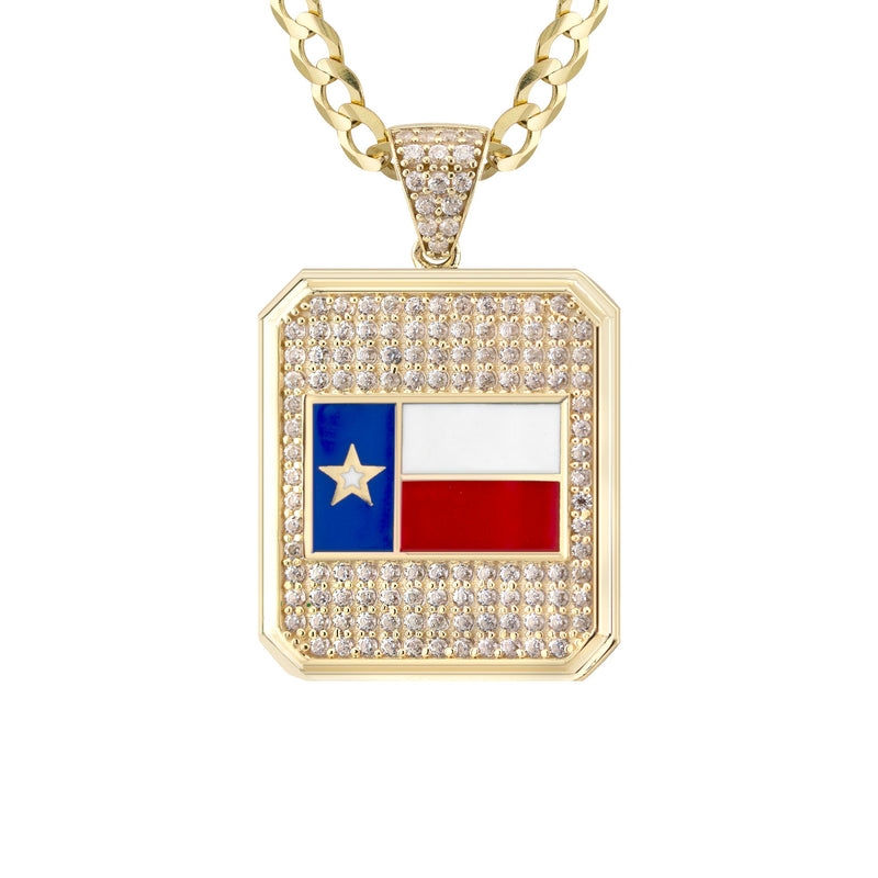 10K Yellow Gold Flag of Texas Necklace | Appx. 5 - 12 Grams
