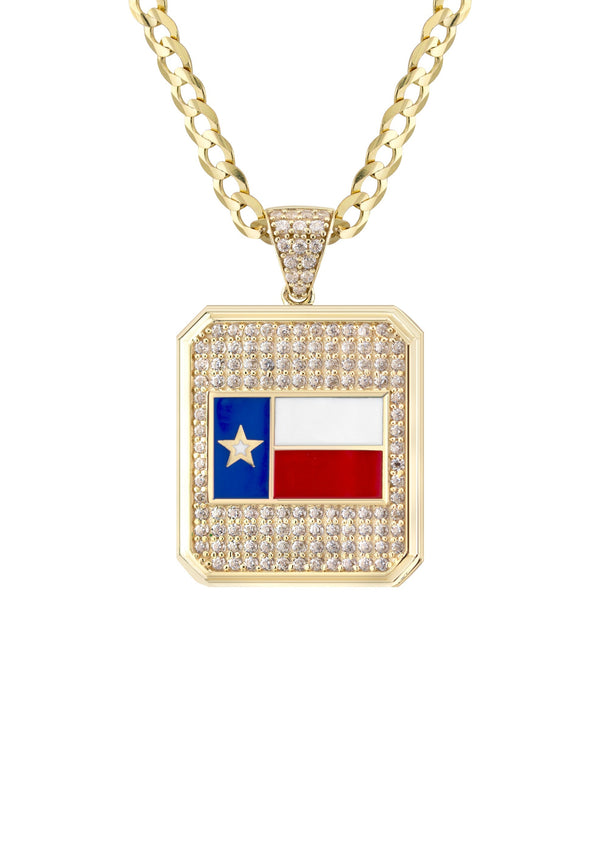 10K Yellow Gold Flag of Texas Necklace | Appx. 5 - 12 Grams