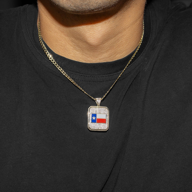 10K Yellow Gold Flag of Texas Necklace | Appx. 5 - 12 Grams