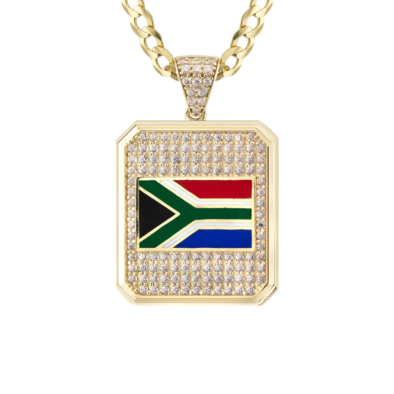 10K Yellow Gold Flag of South Africa Necklace | Appx. 5 - 12 Grams