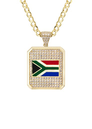 10K Yellow Gold Flag of South Africa Necklace | Appx. 5 - 12 Grams