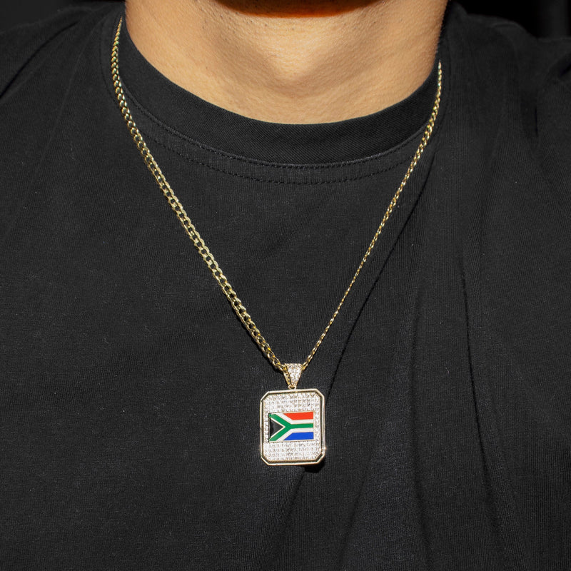 10K Yellow Gold Flag of South Africa Necklace | Appx. 5 - 12 Grams