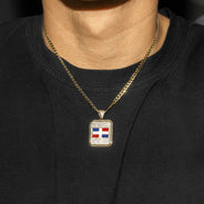 10K Yellow Gold Flag of the Dominican Republic Necklace | Appx. 5 - 12 Grams