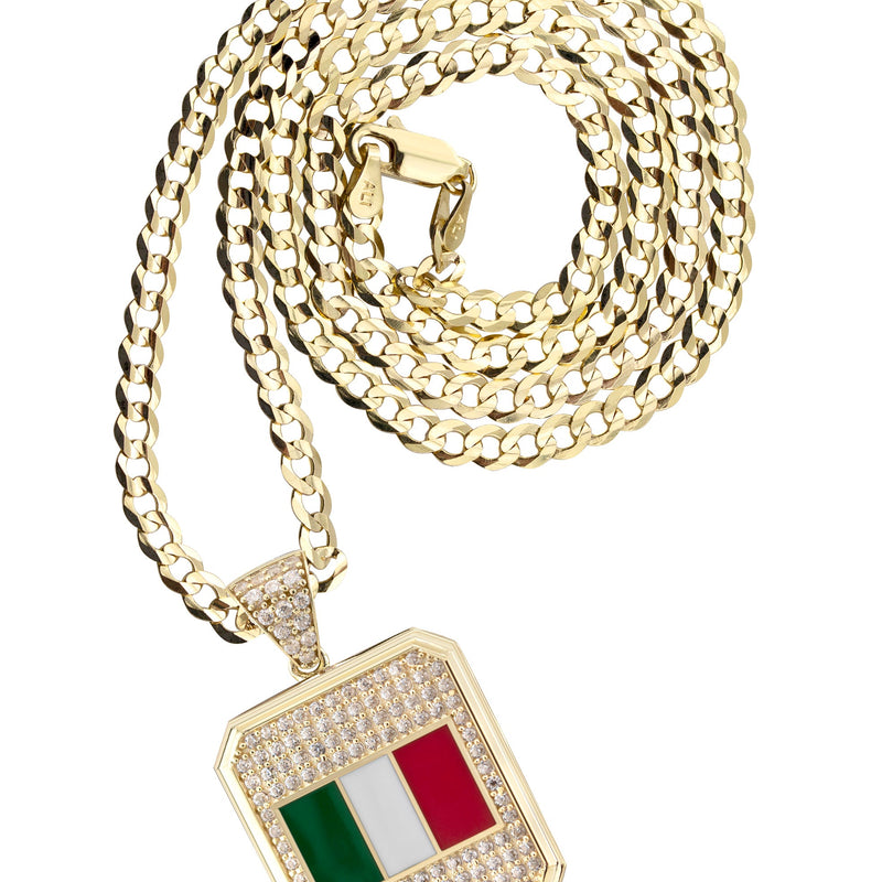 10K Yellow Gold Italy Flag Necklace | Appx. 5 - 12 Grams