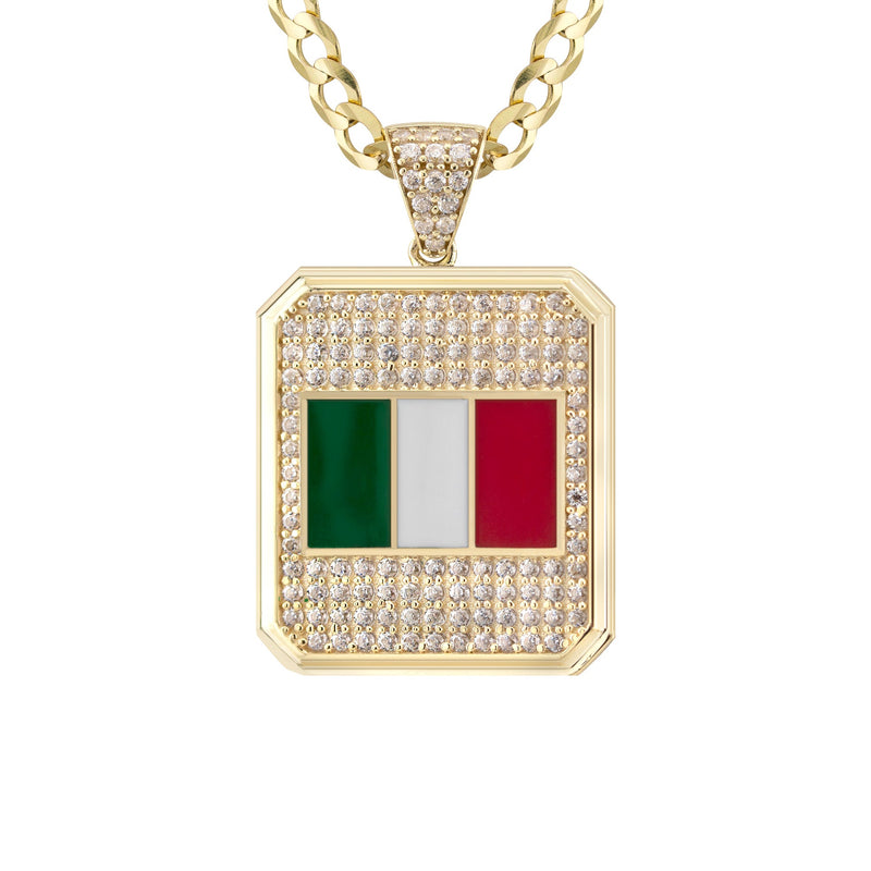 10K Yellow Gold Italy Flag Necklace | Appx. 5 - 12 Grams