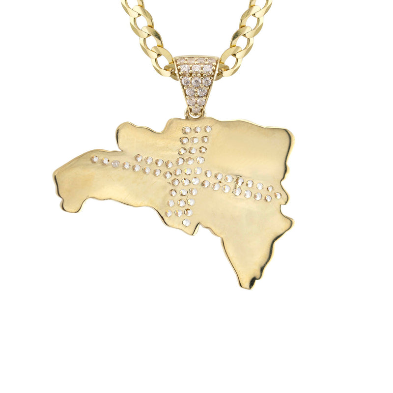 10K Yellow Gold Flag of the Dominican Republic Necklace | Appx. 3 - 10 Grams
