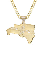 10K Yellow Gold Flag of the Dominican Republic Necklace | Appx. 3 - 10 Grams
