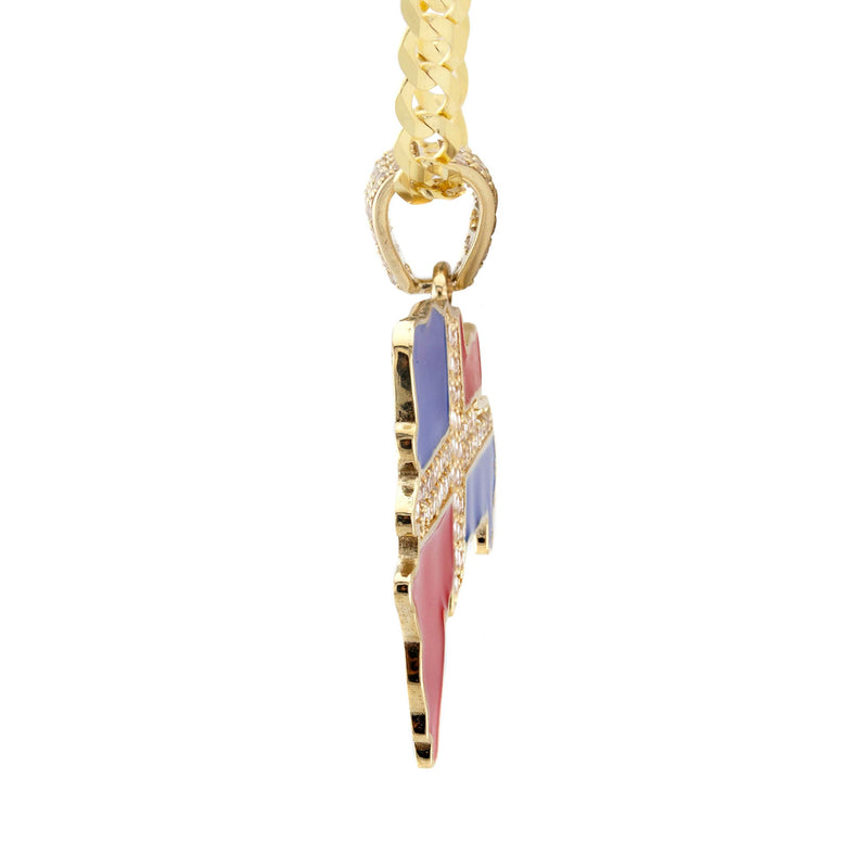 10K Yellow Gold Flag of the Dominican Republic Necklace | Appx. 3 - 10 Grams