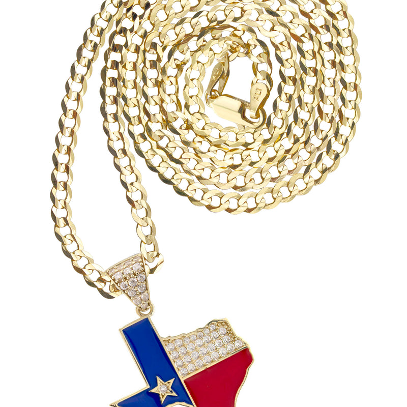 10K Yellow Gold Flag of Texas Necklace | Appx. 2.3 - 9.3 Grams