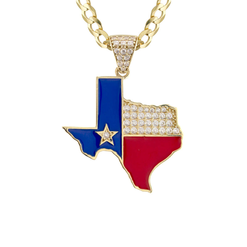 10K Yellow Gold Flag of Texas Necklace | Appx. 2.3 - 9.3 Grams